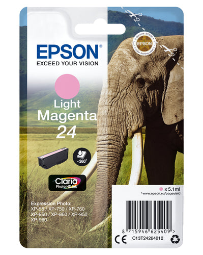 Epson Elephant Singlepack Light Magenta 24 Claria Photo HD Ink