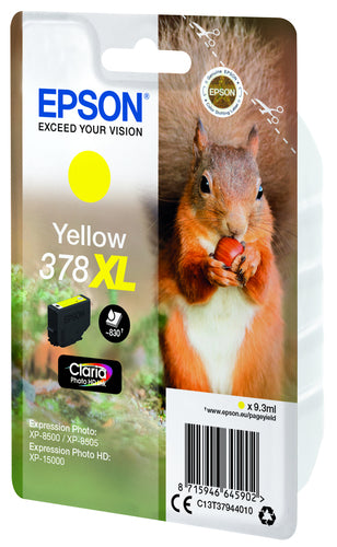 Epson Squirrel Singlepack Yellow 378XL Claria Photo HD Ink