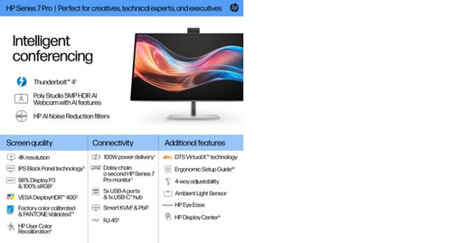 HP Series 7 Pro 27 inch 4K Conferencing Monitor - 727pm