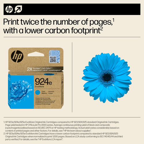 HP 924e EvoMore Cyan Original Ink Cartridge