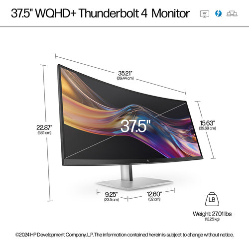 HP Series 7 Pro 37.5 inch WQHD+ Thunderbolt 4 Monitor - 738pu