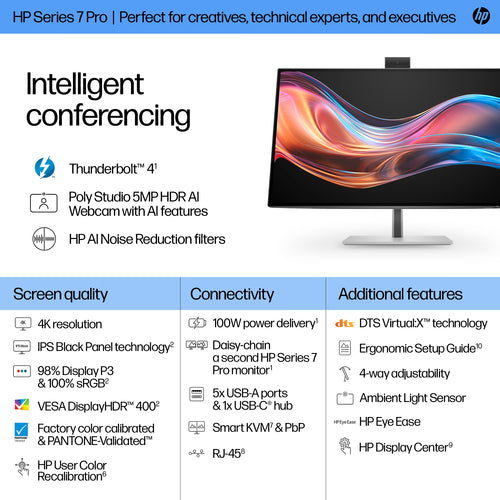 HP Series 7 Pro 27 inch 4K Conferencing Monitor - 727pm